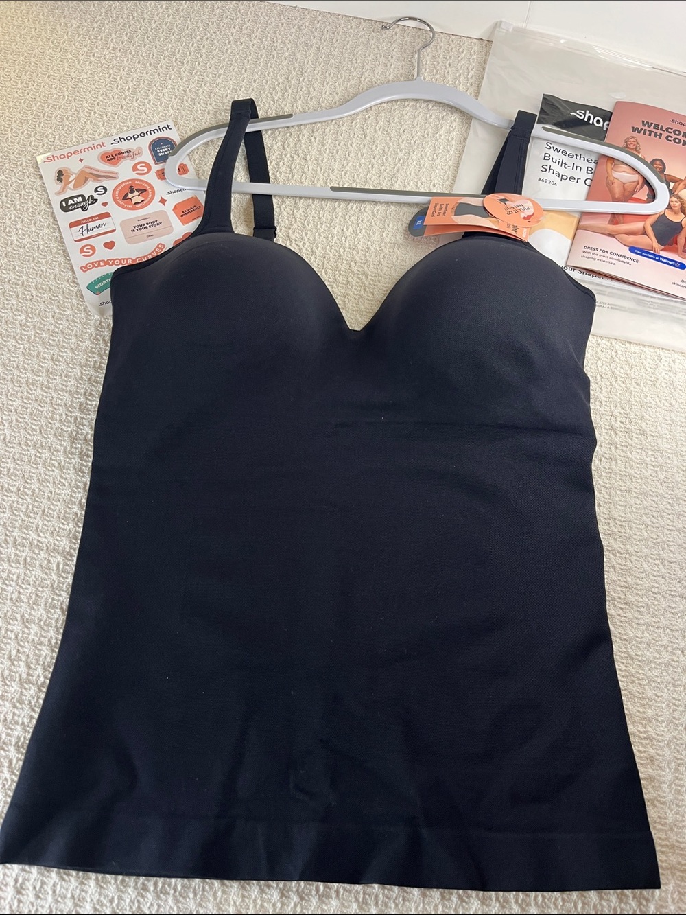 Shapermint Black Sweetheart Built-In Bra (wireless) Cami Top new in bag w tag XL - Picture 13 of 16